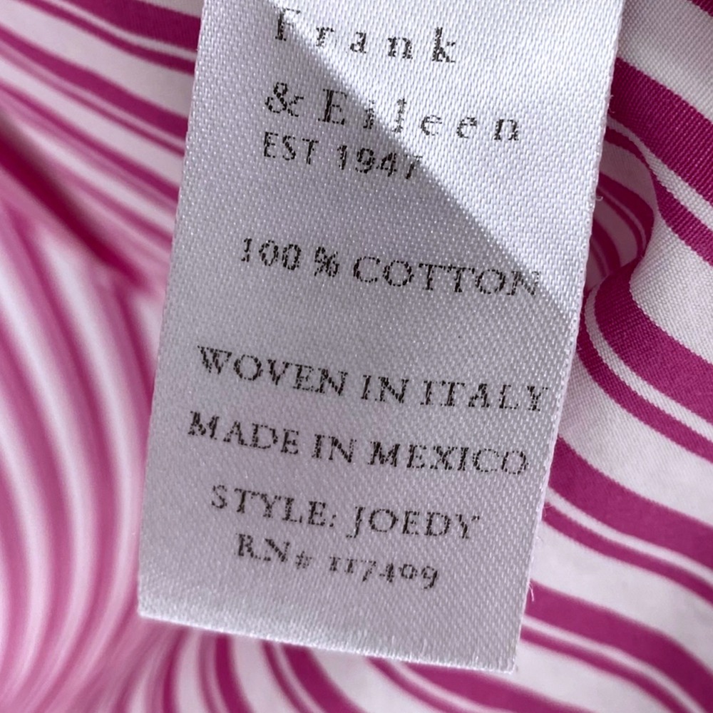 Frank & Eileen Joedy Woven Button Up Shirt Pink Stripe Cotton Small NWOT - Picture 9 of 10